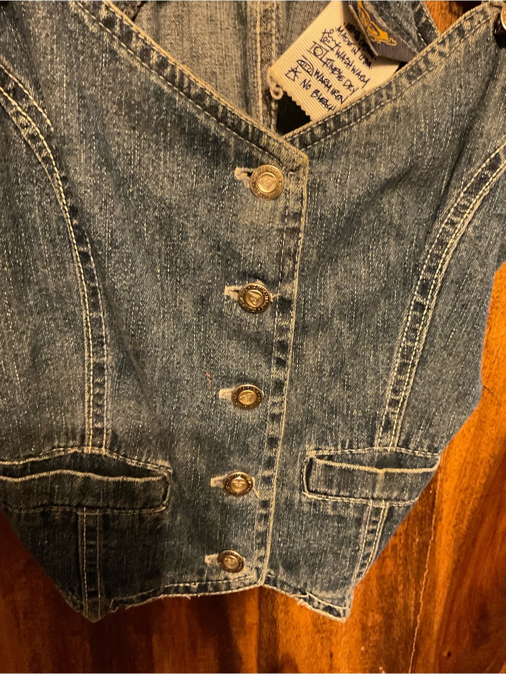 Roxy Blue Denim Overall-Style Women's Vest - Picture 4 of 8